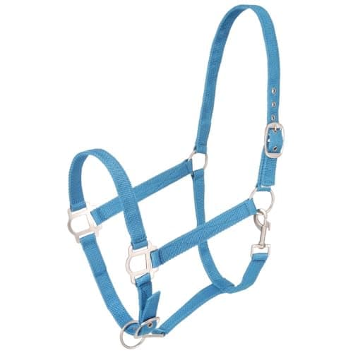 Tough1 Nylon Horse Halter with Satin Hardware - Turquoise