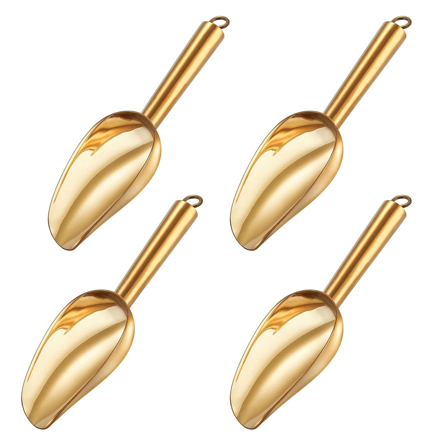 TeamFar Mini Scoop Set of 4, 3 Oz Small Canister Jar Gold Candy Utility Scoops Stainless Steel for Kitchen Scooping, Healthy & Dishwasher Safe