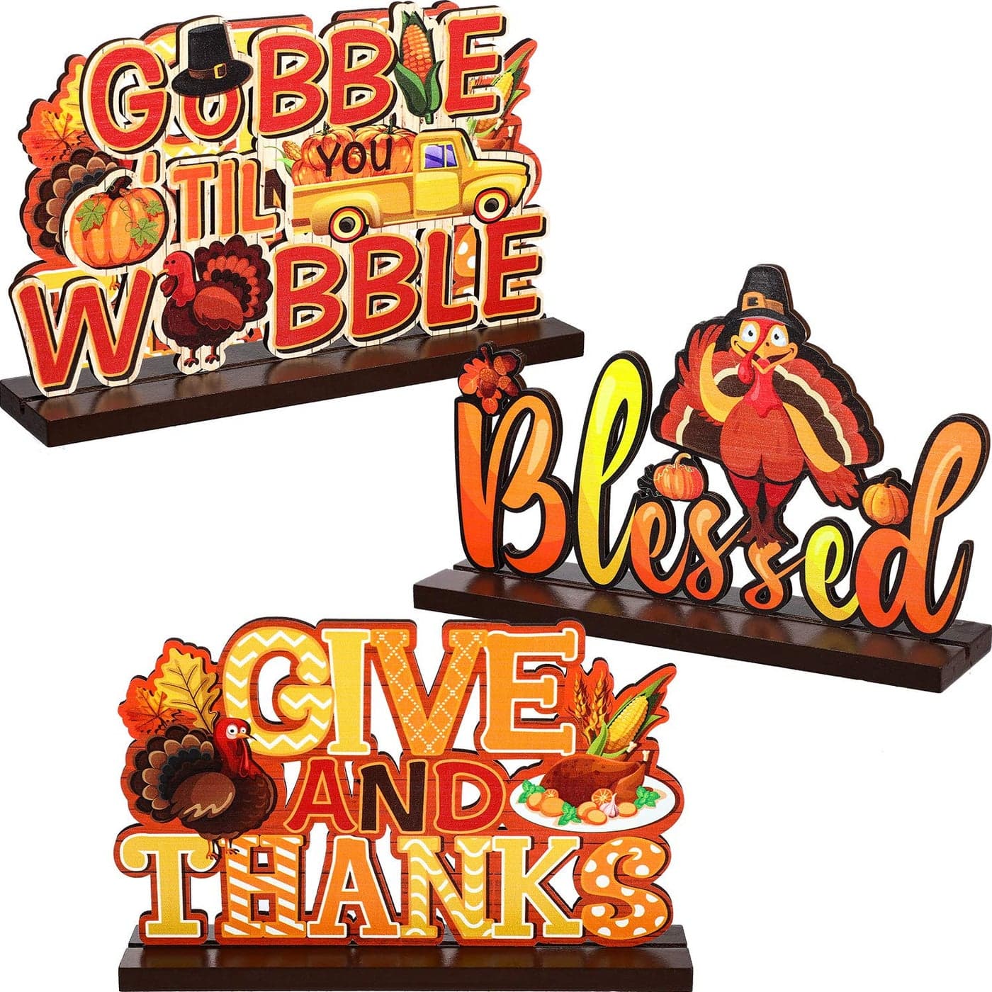 Blulu Happy Thanksgiving Sign Thanksgiving Decorations for Table Centerpieces Turkey Decors Pumpkin Signs for Harvest Give and Thanks Wooden Happy Fall Maple 787 x 472 Inch