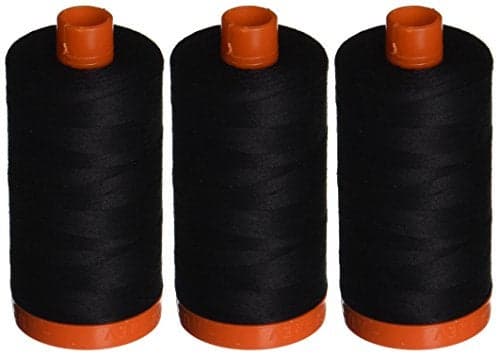 3-PACK - Aurifil A1050-2692 Mako Cotton Thread Solid 50WT 1422Yds Black