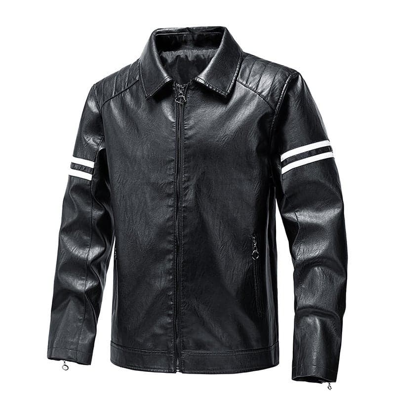 Men's Leather Jacket with Lapel, Biker Style, Stylish Spring and Autumn New Parka, Youth Leather Jacket Trendy