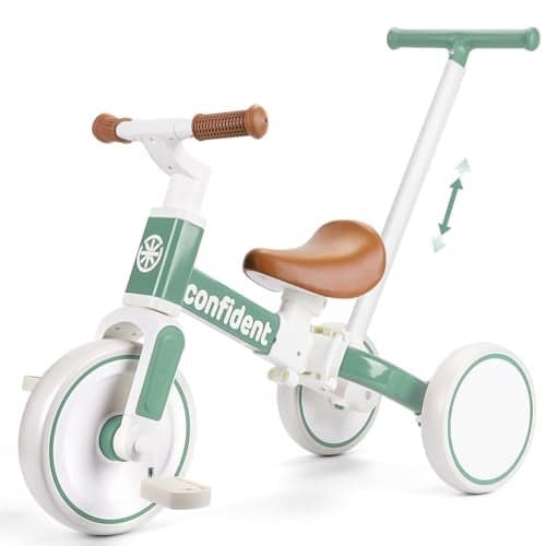 XIAPIA Tricycles for 13 Year Olds 5 in 1 Toddler Balance Bike with Removable Pedal Push Trike Toys with Adjustable Pushrod for 2 3 4 5 Year Old Boys Girls Birthday Gifts for Kids