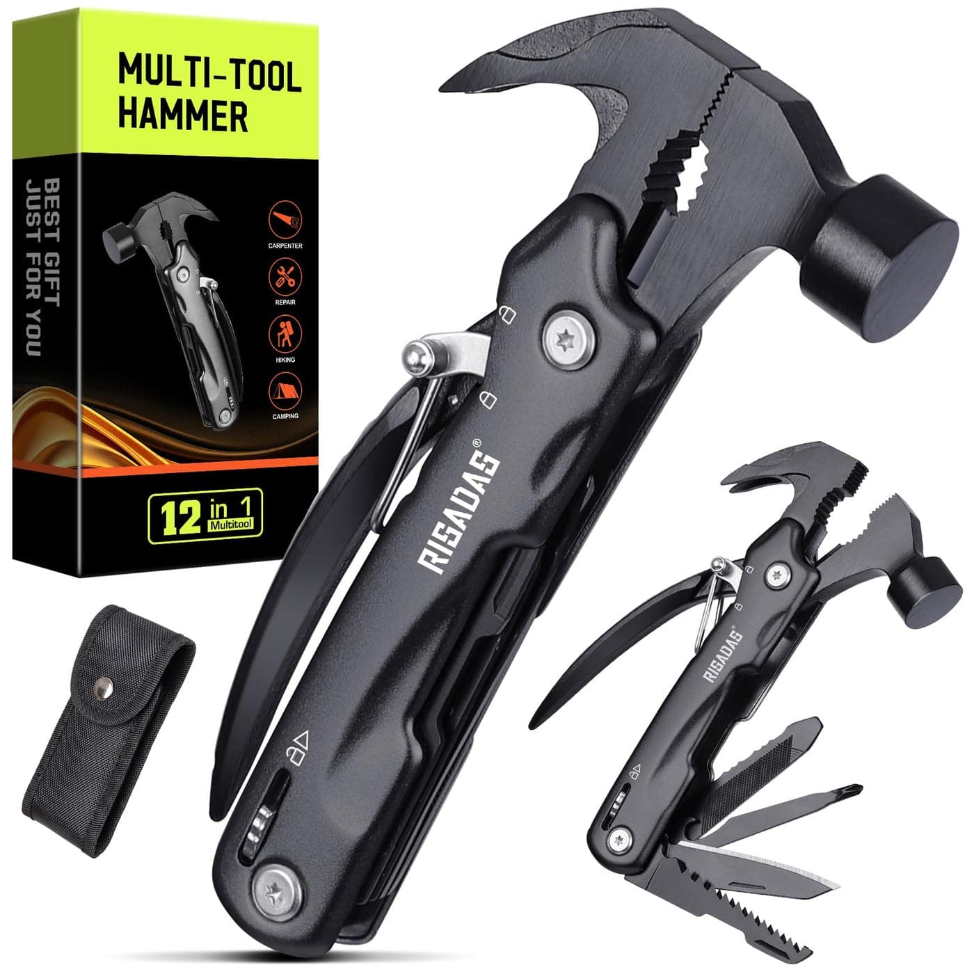 Gifts for Men Birthday Gifts for Man Dad Husband Mens Gift Ideas Stocking Stuffers for Men Mens Stocking Stuffers Christmas Fathers Day Groomsmen Gift Multitool Hammer for Camping Hiking