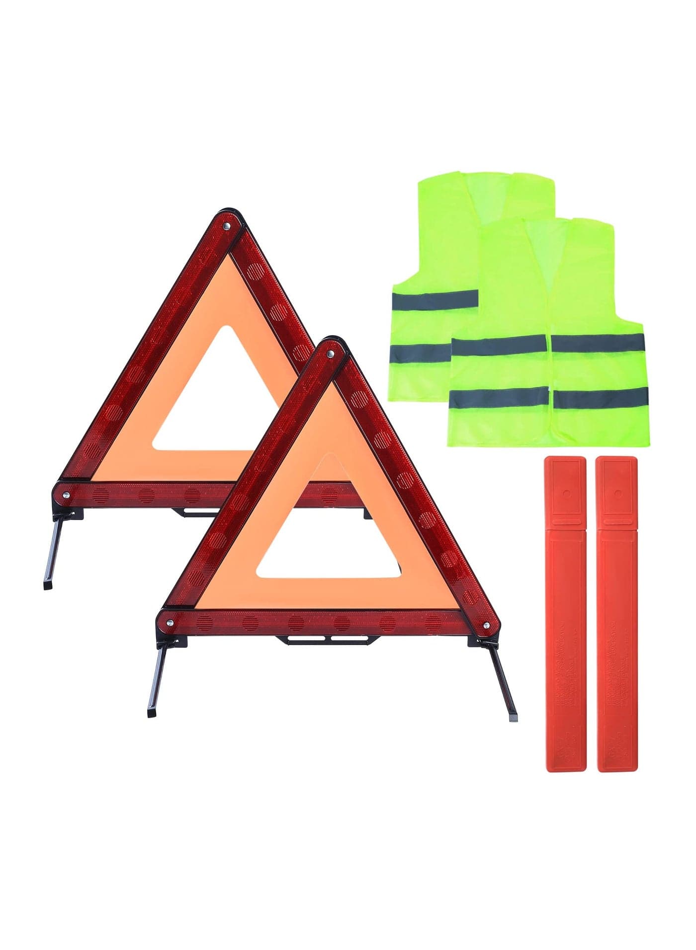 2PCS Car Emergency Warning Triangle and 2PCS Reflective Safety Vest Kit, Foldable Car Road Safety Kit Reflective Safety Warning Triangle Car Breakdown Safety Kit for Car Truck SUV Breakdown