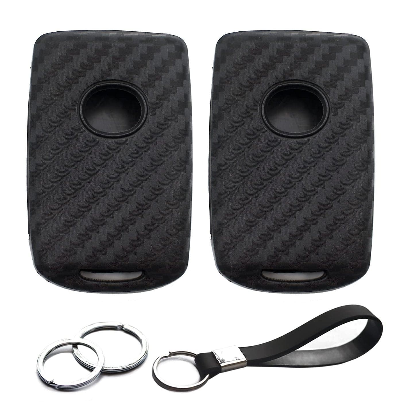 INFIPAR 2pcs Compatible with Mazda 3 6 3 Sport CX3 CX5 CX9 CX30 CX50 CX90 MX5 Miata MX30 EV Carbon Fiber Looks Black Key Fob Cover Case Key Chain Protector Keyless Remote Holder