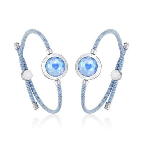 TOTWOO Azure Dream 2.0 Touch Bracelets with Blue Aventurine| Long Distance Touch Bracelet for Couples, Vibration & Light up for Lovers | Long Distance Unique Relationship Gifts for Girlfriend