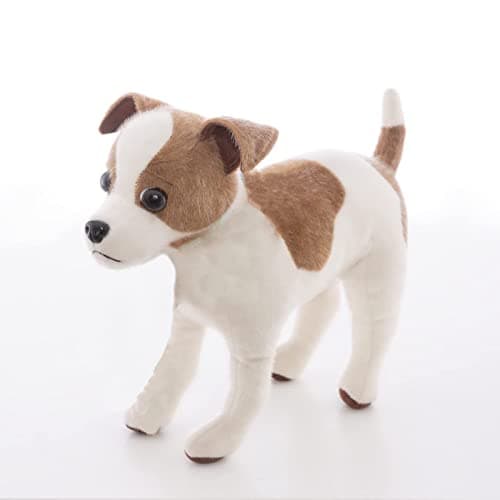 CUMATE 12 Realistic Jack Russell Terrier Plush White Brown Standing Puppy Dog Stuffed Animal Gift