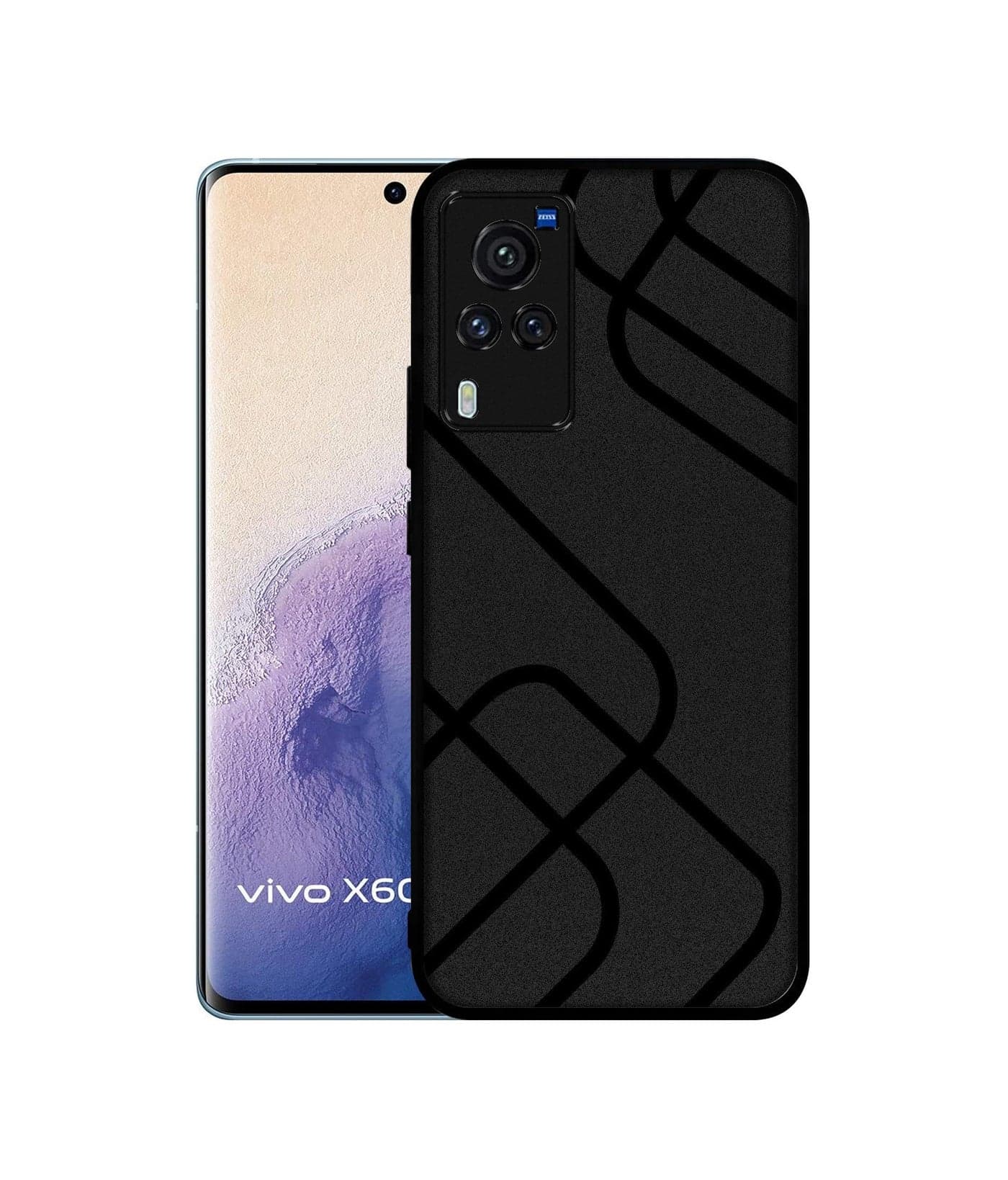 Casotec Zig-Zag Black Line Design Premium 2D Printed Metal Back Case Cover for Vivo X60 Pro 5G
