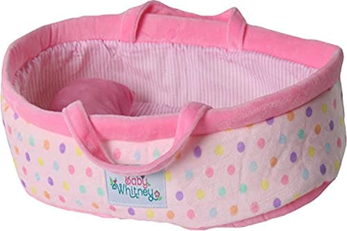 Pastel Polka Dot Baby Doll Bed 18 Bassinet and Carrier for Dolls