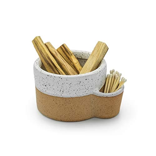 Bursera Terracotta Ceramic Bowl, Tree Planted with Every Order, Decorative Bowl with Side Slot for Matches, Smudging Burn Bowl for Sage, Palo Santo, Matchstick Holder, Form for Candles