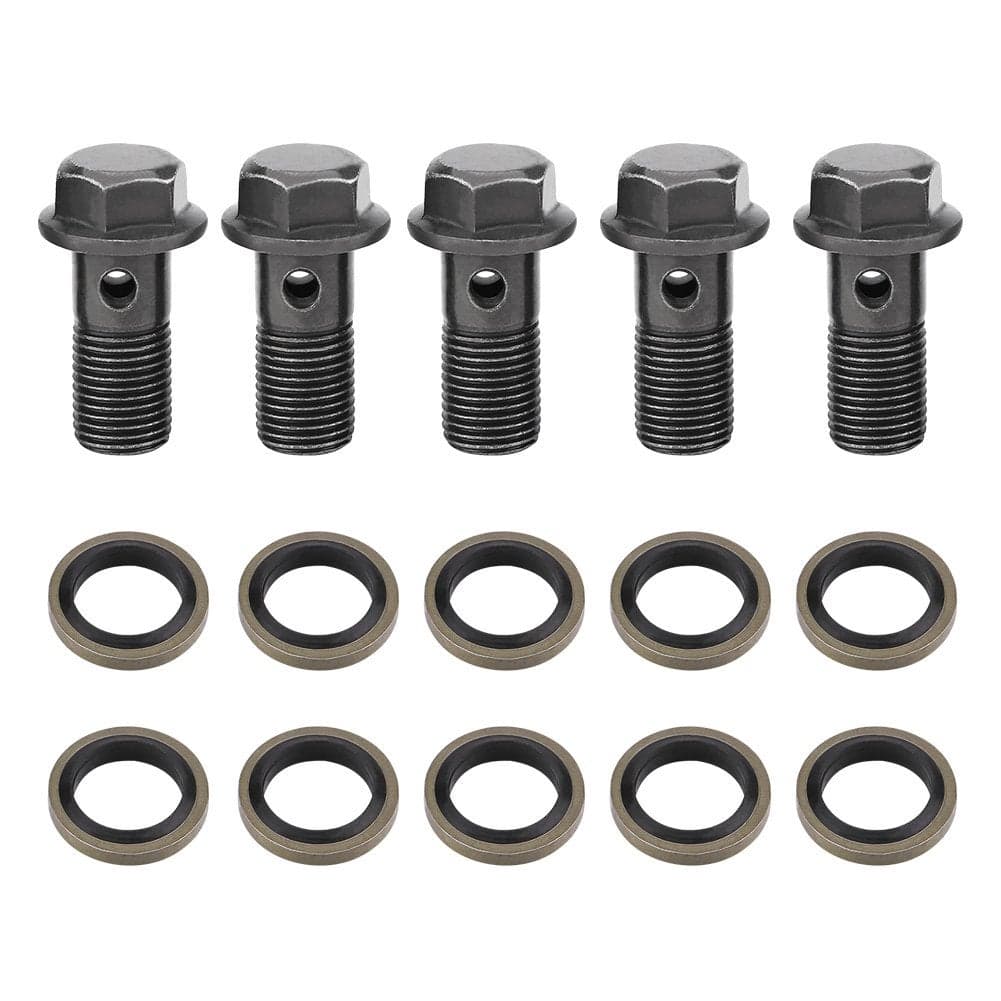 EVGATSAUTO Banjo Bolts Brake Line Fittings Adapter 5pcs Motorcycle Banjo Bolts Washers for Brake Caliper Master CylinderM101mm