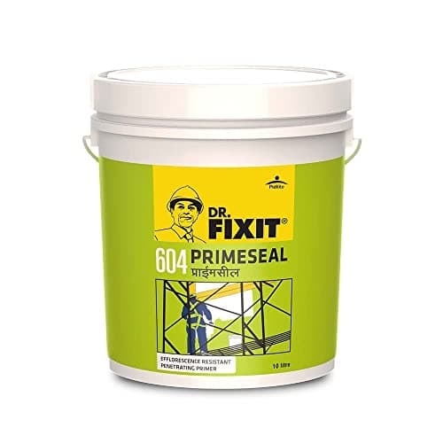 Dr. Fixit 604 Primeseal External Wall Waterproofing Coat, White Matte Finish 4 litre, Primer for external surfaces, Wall coating for external surfaces