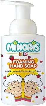 Minoris Kids Foaming Hand Soap Gentle Hypoallergenic Organic Vegan Formula pH 55 for Sensitive Skin Watermelon Strawberry Fragrance SulfateFree ParabenFree 300 ml