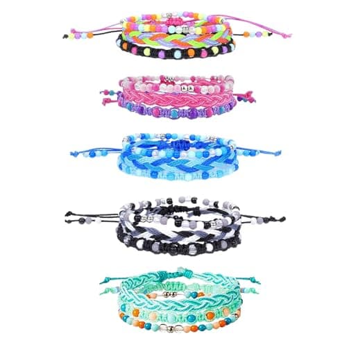 YANMIN 15pcs Braided Beaded Friendship Bracelets for Teens Girls Handmade Stackable Woven Cute Girls Bracelets Teenager Pinata Goody Bag Stocking Easter Basket Stuffers Tween Birthday Party Favors