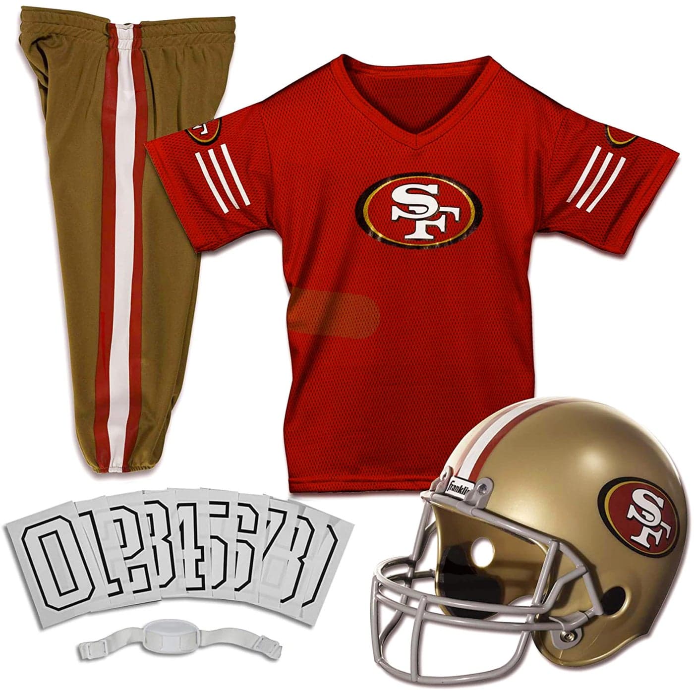 Franklin Sports San Francisco 49ers Kids NFL Uniform Set Youth NFL Team Jersey Helmet Pants Apparel Costume Official Gear Youth Small