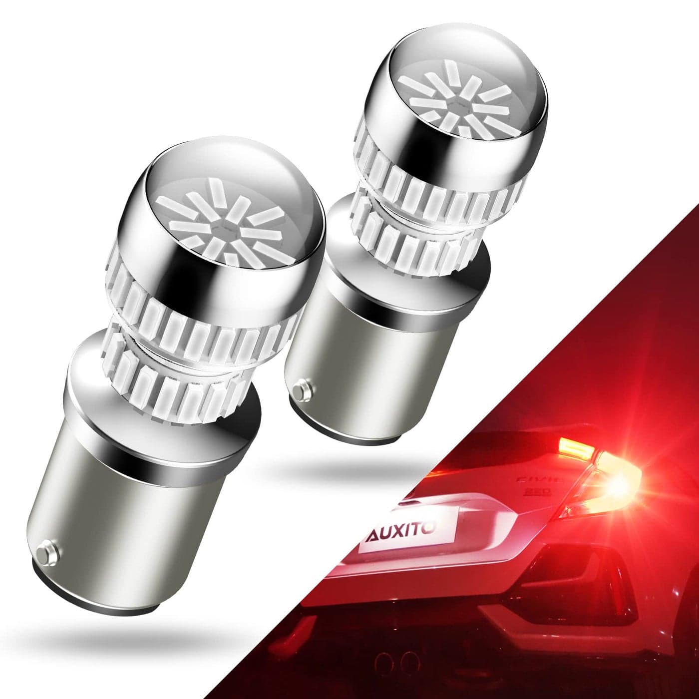 AUXITO Upgraded 1157 2357 LED Bulb Red for Tail Lights Brake Lights 400 Super Bright 2057 2357 7528 BAY15D LED Replacement Light Kit for Tail Stop Brake Signal Running Lights Pack of 2