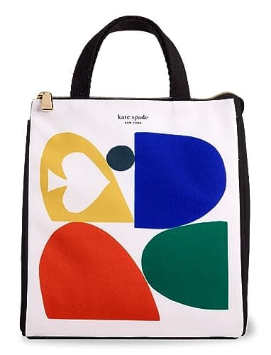 Kate Spade New York Cute Lunch Bag for Women, Large Capacity Lunch Tote, Adult Lunch Box with Silver Thermal Insulated Interior Lining and Storage Pocket, Spade Colorblock
