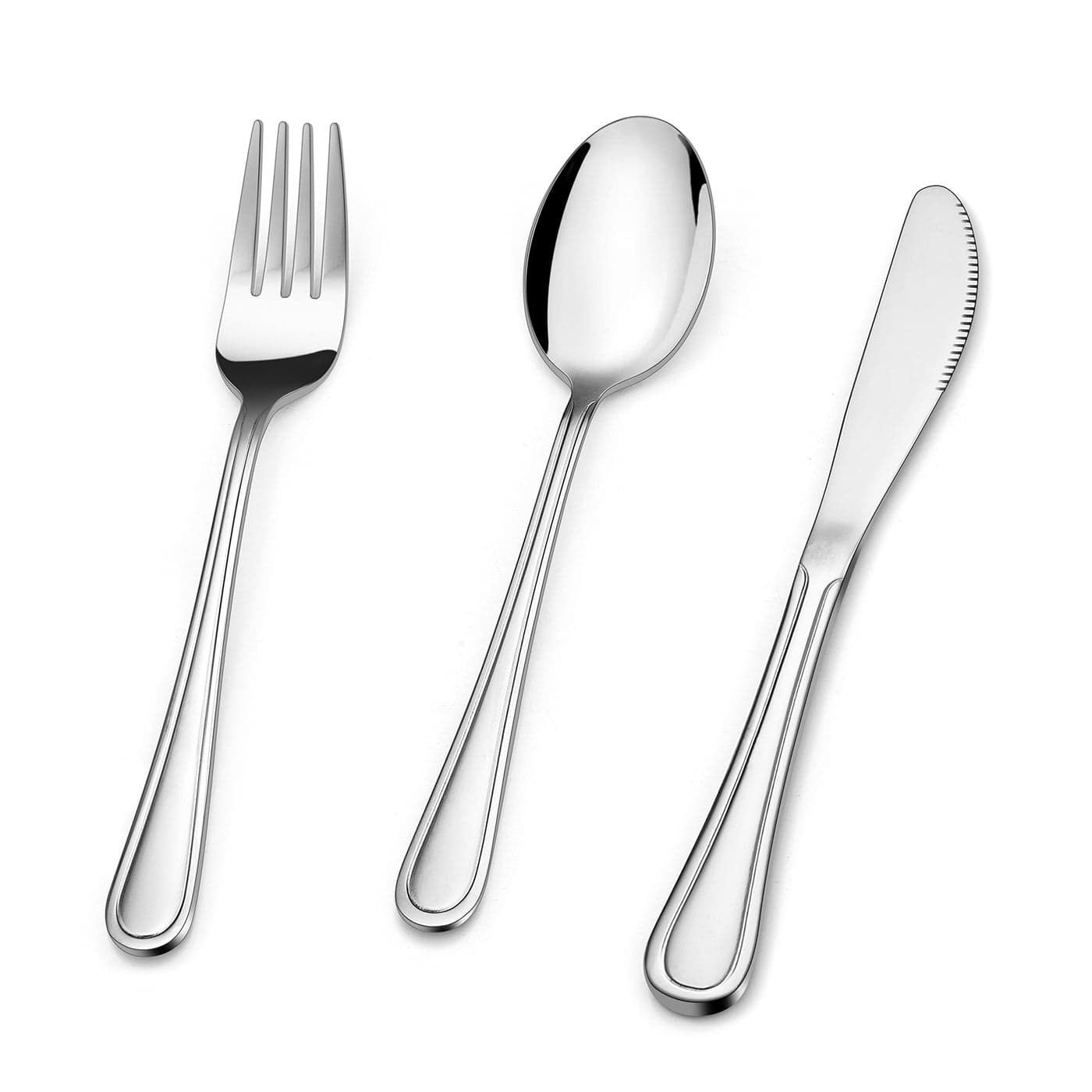 Herogo Kids Cutlery Set 9 Pieces Stainless Steel Childrens Toddler Cutlery Set Children Safe Flatware Utensils Set Includes 3 Fork 3 Knife 3 Spoon Mirror Finish Dishwasher Safe Metal Silver