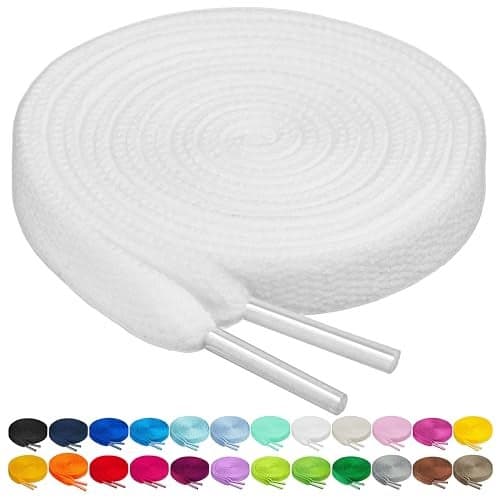 Birch Shoelaces in 27 Colors Flat 5/16" Shoe Laces in 4 Different Lengths (29.5" (75cm), White)
