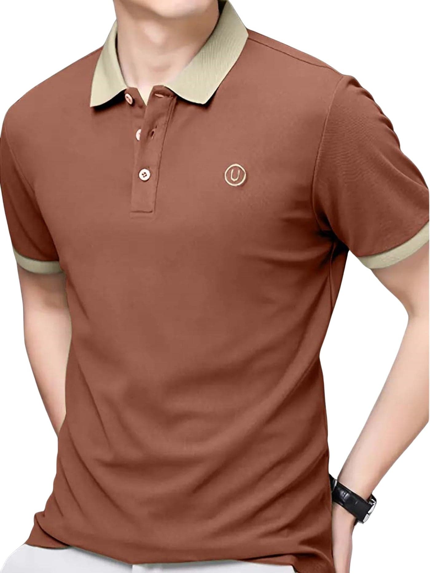 Lymio Men T-Shirt || T-Shirt for Men || Polo T Shirt (Polo-46-Orange-XL)