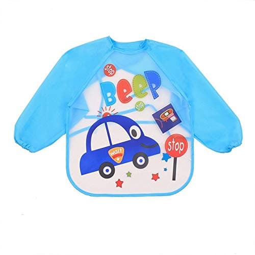 FOK Full Sleeves Washable Waterproof Bib for Babies and Kids - Blue, Set of 1