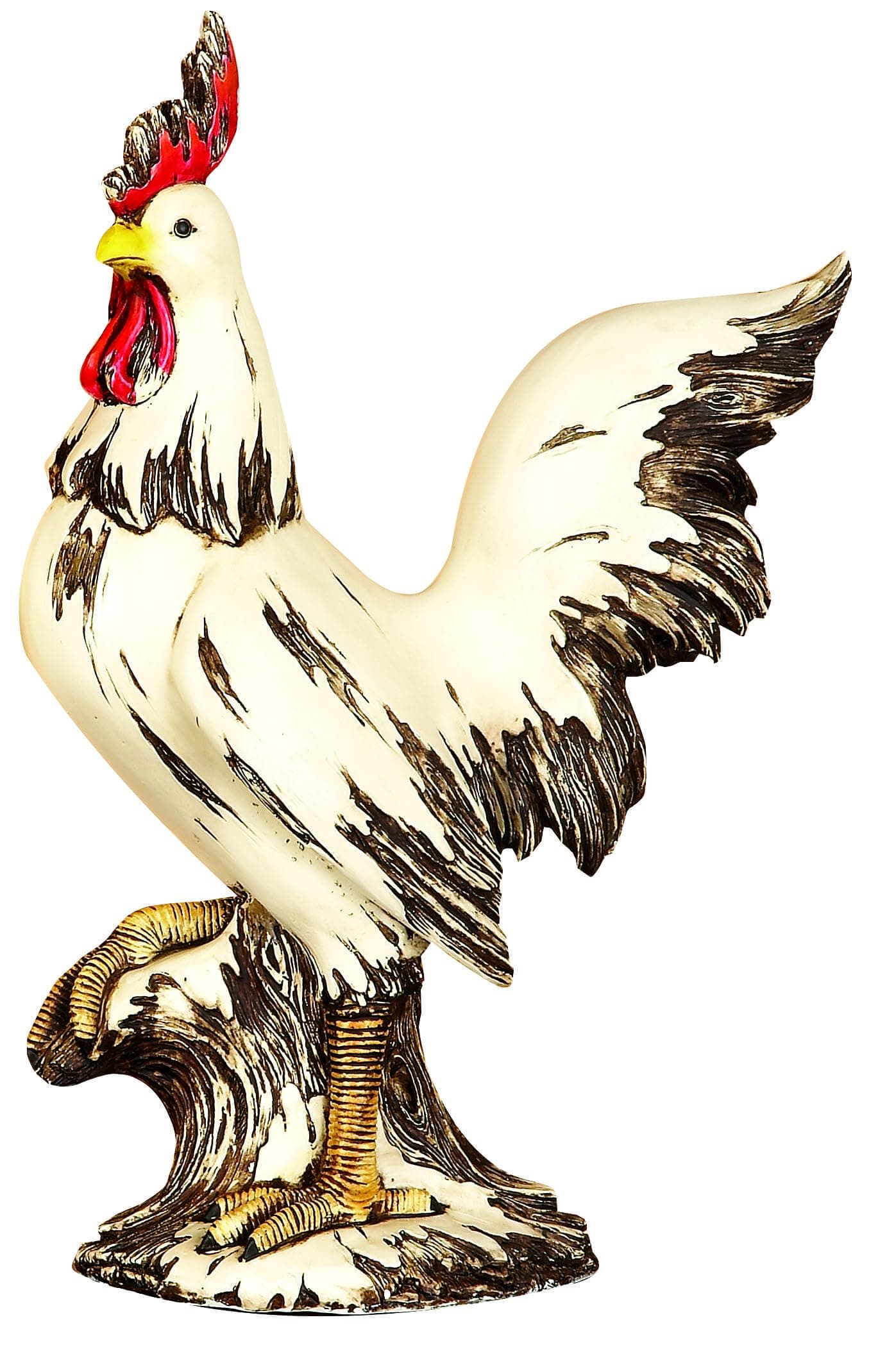 Deco 79 Polystone Rooster Decorative Garden Sculpture Indoor Outdoor Garden Statue Outdoor Sculpture 10 x 6 x 15 White