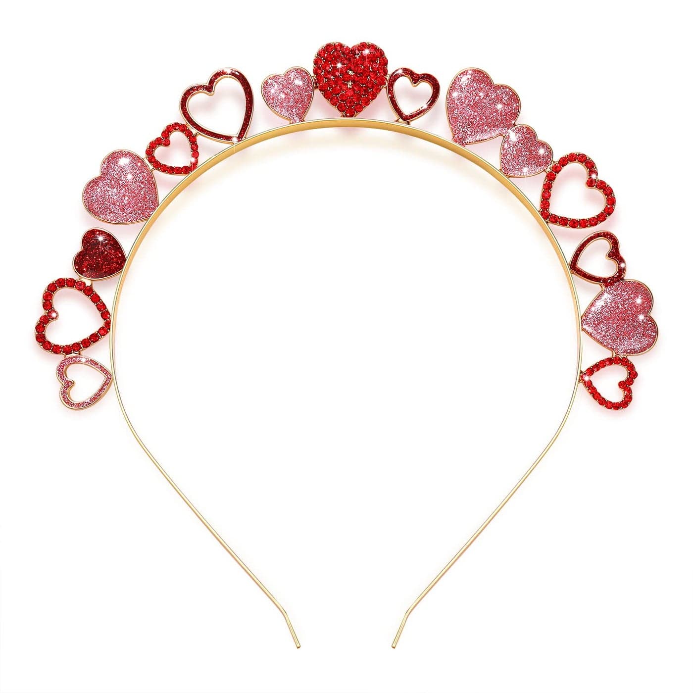 CEALXHENY Valentines Day Heart Headbands for Women Glitter Heart Hairbands Crystal Love Heart Hair Hoop Party Hair Accessory Gifts Style C
