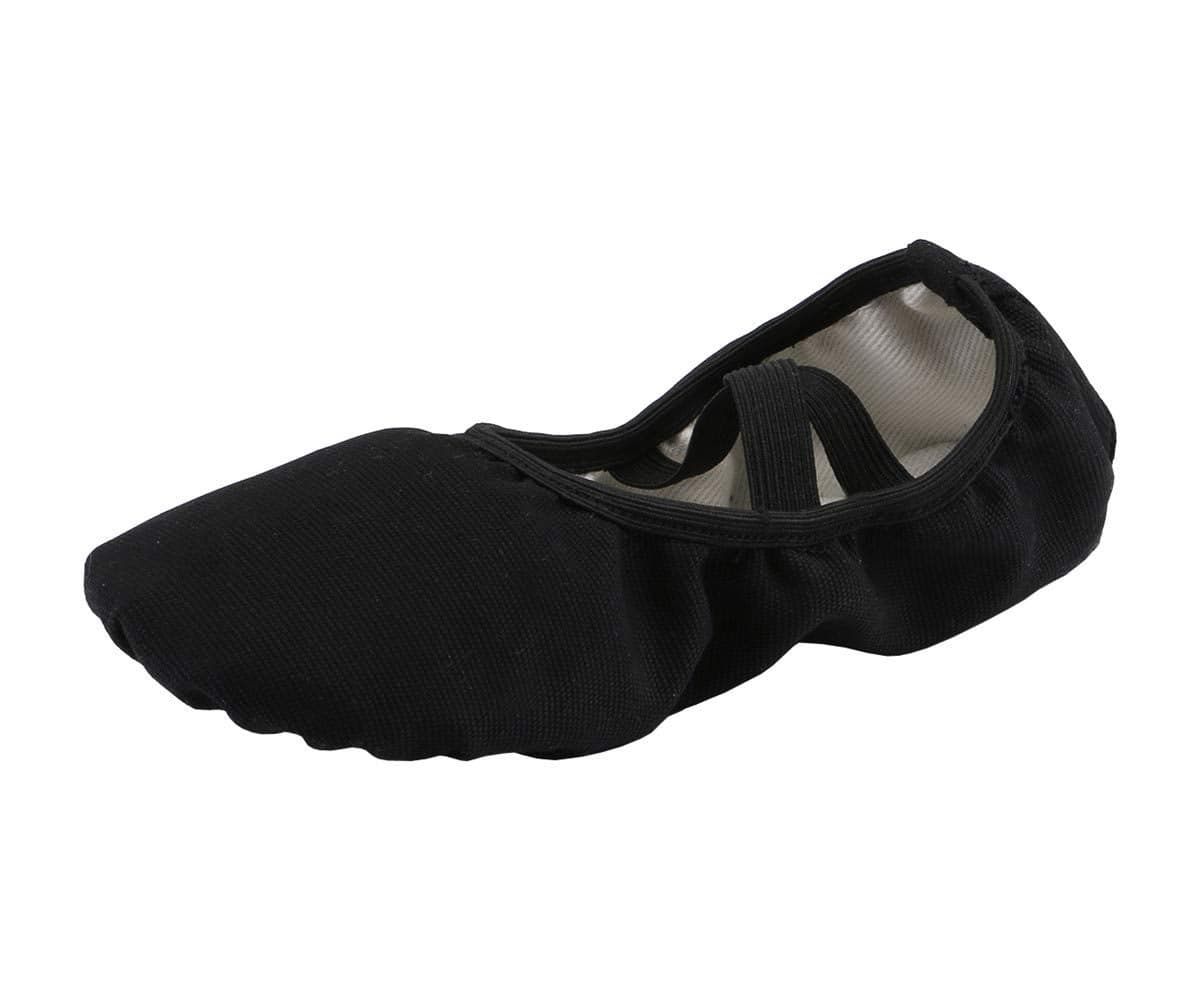 missfiona Women Canvas Ballet Slippers Dance Shoes Adult Practice Yoga Flat Belly Shoes(10.5, Black Band)