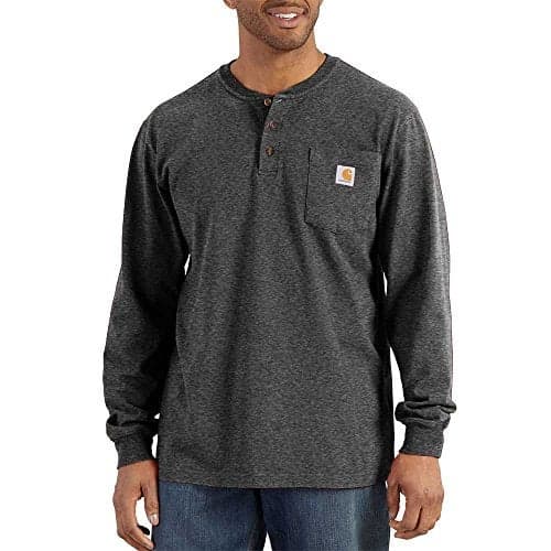 Carhartt Mens Loose Fit Heavyweight Long-Sleeve Pocket Henley T-Shirt (Big and Tall) T Shirt, Carbon Heather, 3X-Large Tall US
