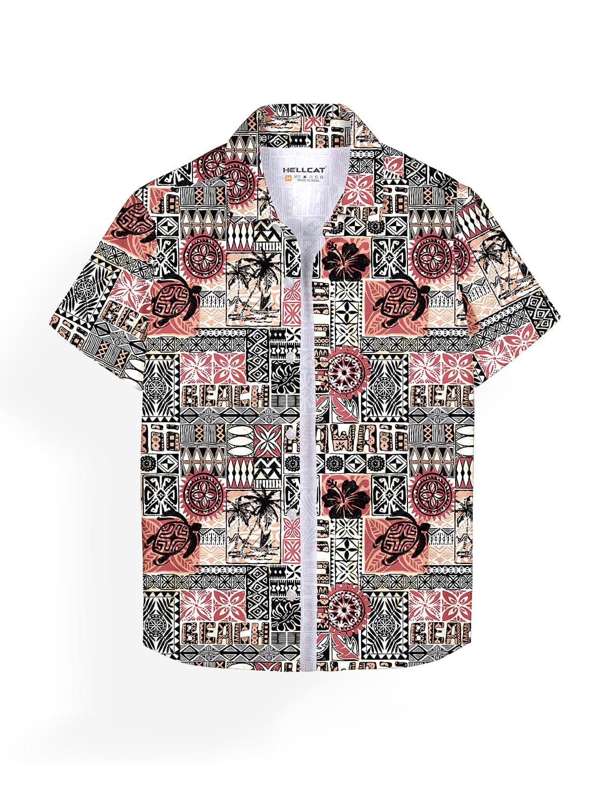 HELLCAT Trendy Regular Fit Printed Causal Half Sleeve Shirt for Boys Black4 13-14 Years
