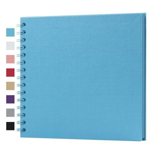 potricher 8 x 8 Inch DIY Scrapbook Album 40 Pages Hardcover Kraft Paper Scrap Book Photo Albums Memory Book for Wedding and Anniversary Family (Blue, 8 Inch)