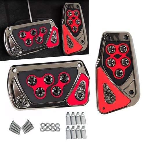 Merdege Pack of 2 Car Pedal Covers AntiSlip Vehicle Foot Treadle 255In x 511In Automatic Pedal Pad Universal Accessories for Most Cars Red