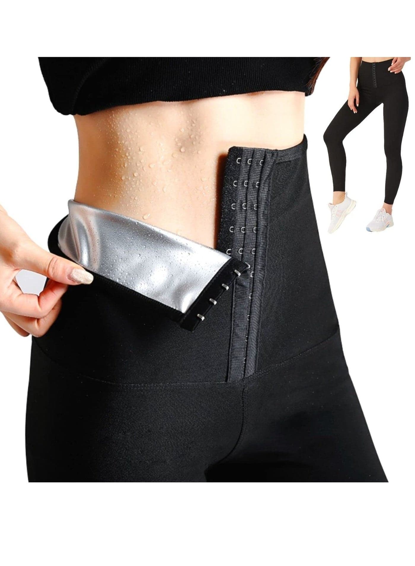 Sauna Sweat Shapewear Leggings Pants Workout Suit Waist Trainer Shaper Sweatsuit Exercise Fitness Gym Yoga Women