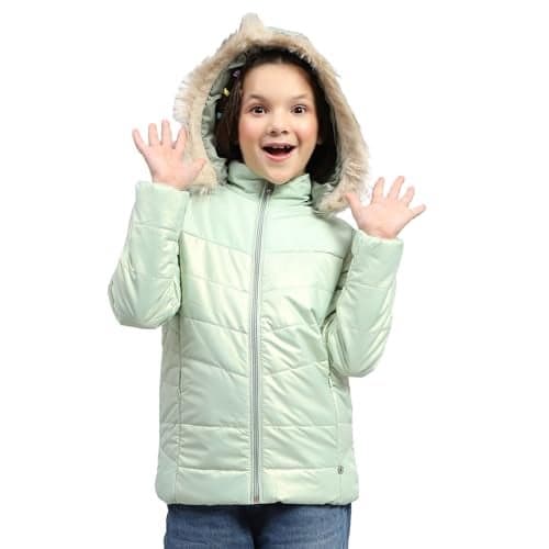 Monte Carlo Girls Sea Green Solid Hooded Full Sleeve Jacket (523058738-1-26)