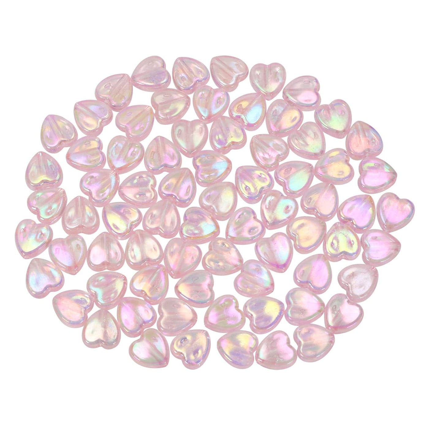 Tupalizy 100PCS Mini Acrylic Heart Beads 9mm AB Color Heart Charms for Jewelry Making Bracelets Necklaces Earrings Key Chains Accessories DIY Crafts Valentine Day Christmas Birthday Gifts Light Pink