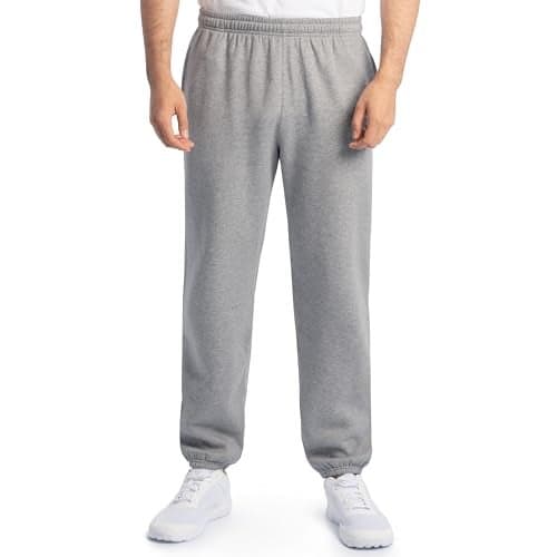 Fruit Of The Loom Mens Eversoft Fleece Elastic Bottom With Pockets, Relaxed Fit, Moisture Wicking, Breathable Sweatpants, Grey Heather, XX-Large US