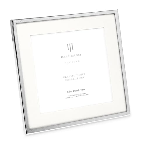Isaac Jacobs 6x6 (Matted 4x4) Silver Metal Picture Frame, Classic Metal Photo Frame Made For Tabletop & Hanging Display, Home and Office Decor, Photo Gallery and Wall Art (6x6 (Matted 4x4), Silver)
