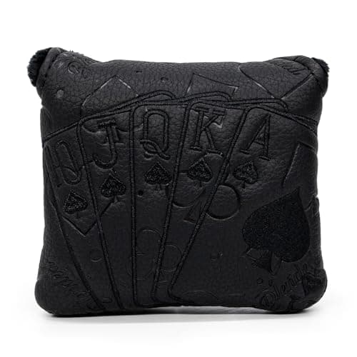 Golf Putter Covers Black Poker Mallet Putter Headcovers Blade Putter Cover Golf Headcover Leather Golf Club Covers with Magnetic Closure for Most Brand (for Mallet Putter 1)