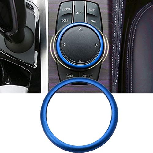 x xotic tech Center Console Multimedia Control iDrive Controller Knob Ring Cover Trim Compatible with BMW 1 2 3 4 5 6 7 Series X3 X4 X5 X6 2011up 3D JDM Blue Aluminum