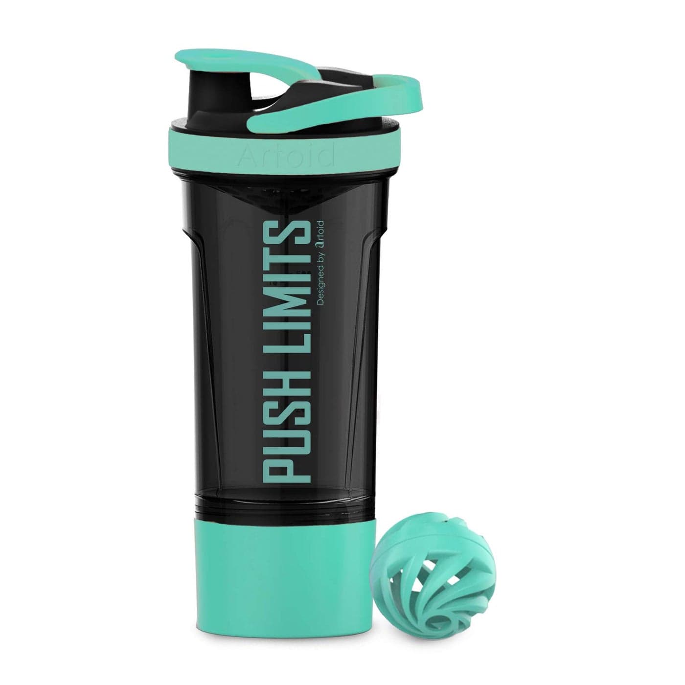 Artoid Mode 24Ounce Protein Shaker Bottle Dual Mixing Technology BPA Free Aqua GreenBlack