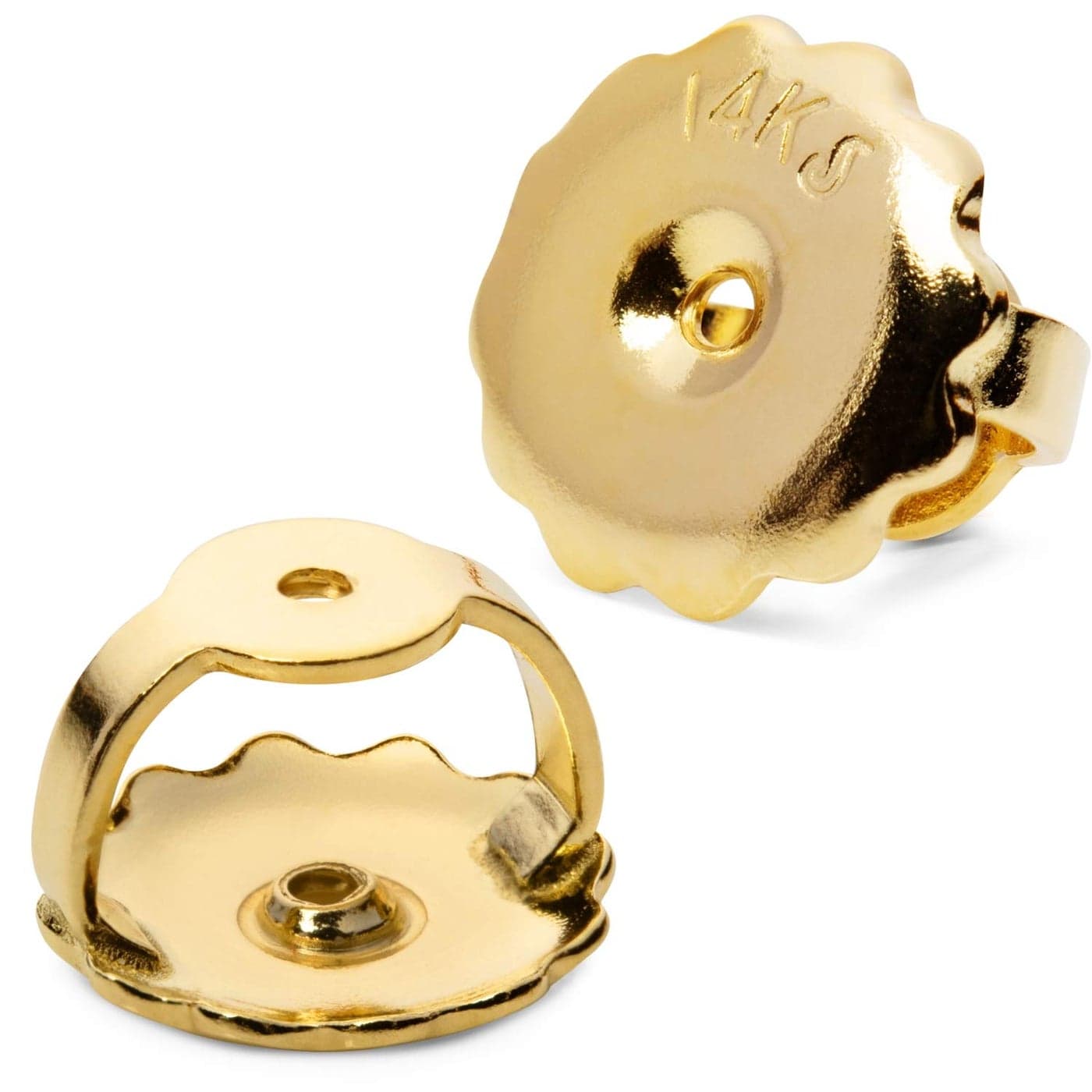 Everyday Elegance Solid 14K Yellow Gold Single Earring Back Replacement Threaded Screw on Screw Off Earring Back Locking 1 Pair Post Size Medium 0375 with Gift Box
