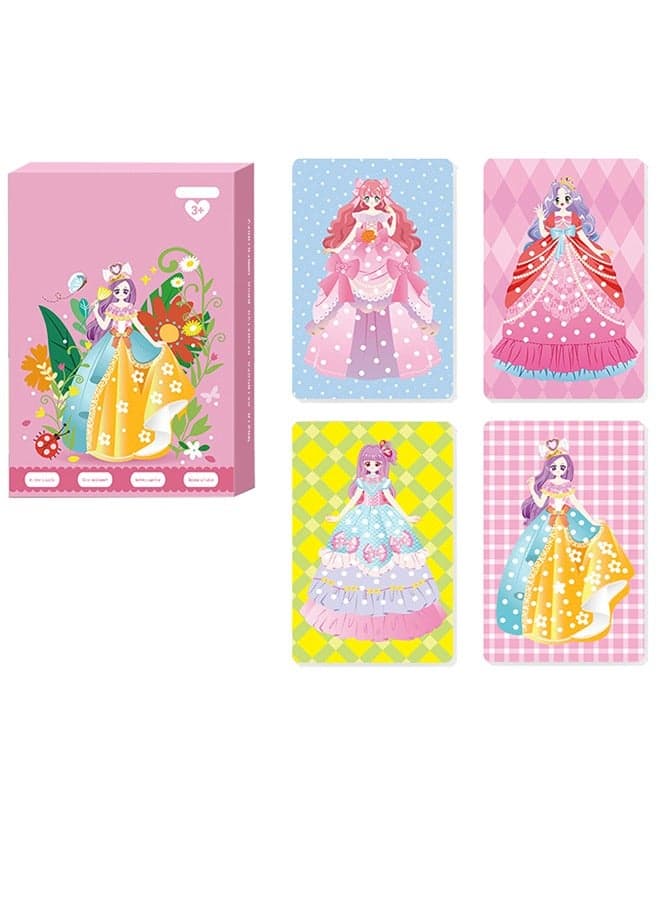 Children's Changing Gift Stickers Creative Puzzle Puncture Painting Fabric Art Frenzy, Poke Art DIY Toys for Girls, DIY Poking Drawing Dress Up Boards, Paper Craft Kit Kids Toys Gifts
