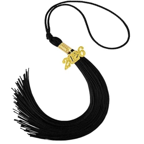 2026 Tassel Graduation Black 9 Elegant Black 2026 Graduation Tassel with Year Charm Gold Date Drop for Graduations Cap