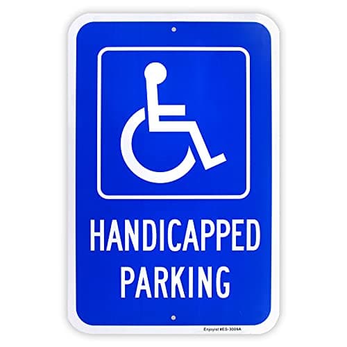 Large Handicap Parking Sign, Handicapped Sign, 18"x 12" .040 Rust Free Aluminum – Reflective, UV Protected and Weatherproof