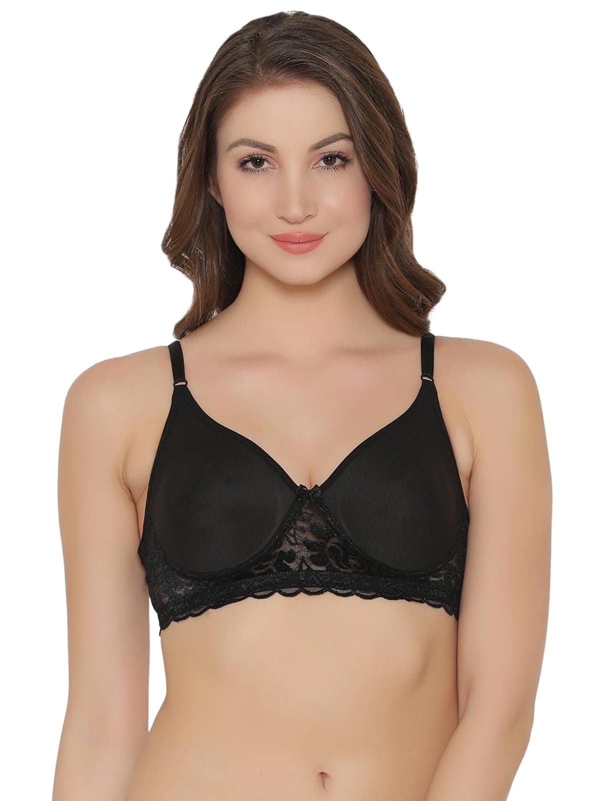 Clovia Women's Cotton Solid Non-Padded Full Cup Wire Free T-Shirt Bra (BR1280P13_32D_Black)