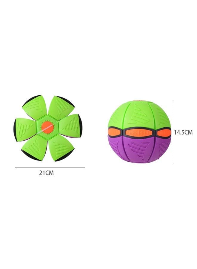 Bouncing Step Ball Toy for Kids - Frisbee Flying Saucer Deformation Ball with LED Light - Fun Outdoor Toys for Boys and Girls - Large Carrot Color Flying Disc Ball