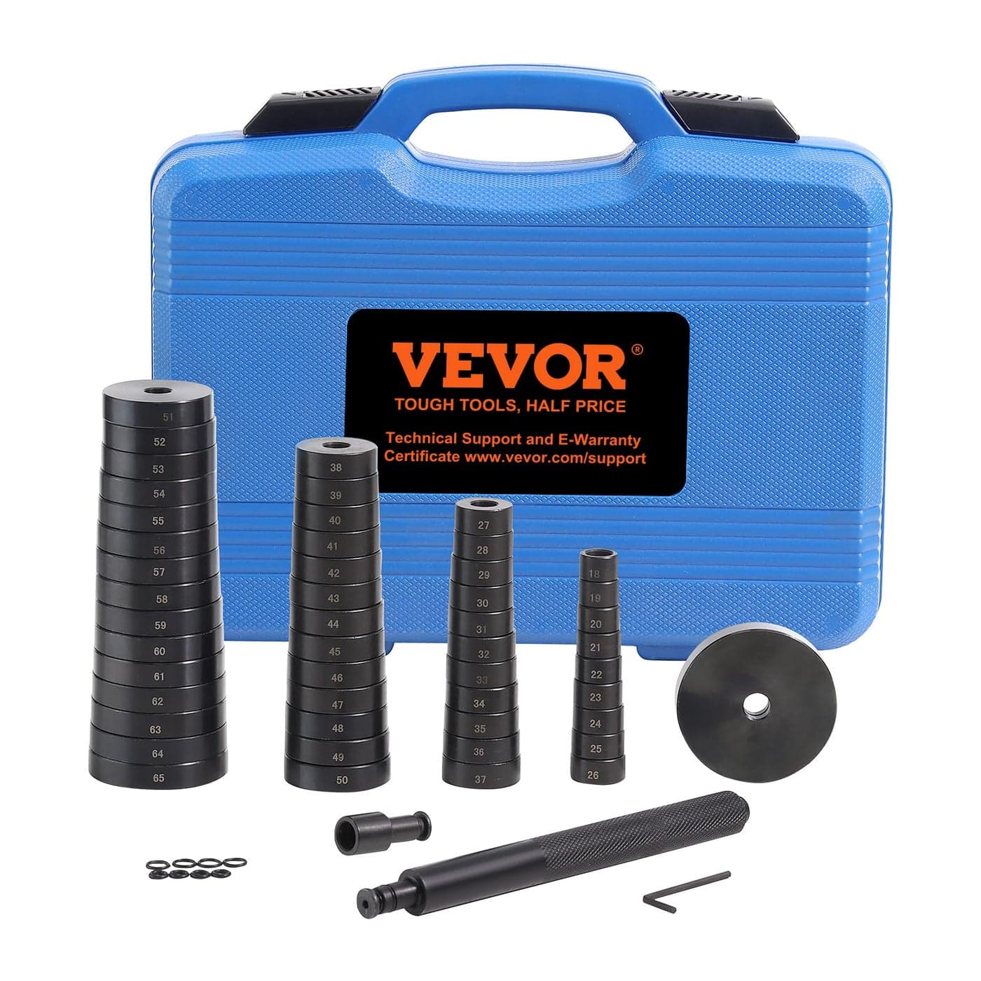VEVOR 52PCS Custom Bushing Bearing Seal Driver Set Transmission Wheel Axle Bearing Race Seal Driver Installer Remover 1865mm 74mm Metric Discs Bush Removal Puller Bearing Press Tool Kit