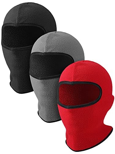 Geyoga 3 Pieces Kids Balaclava Ski Mask Winter Face Mask Windproof Neck Warmer Gaiter for Toddlers Boys Baby Cold Weather(Black, Light Gray, Red,4-8 Years)