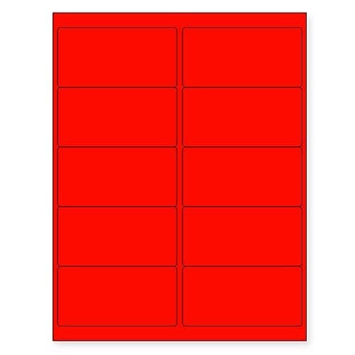 NextDayLabels 812 x 11 Neon Color High Light Fluorescent Labels for Laser Inkjet Printer RED Fluorescent 4 x 2 10 Per Page 1000 Labels