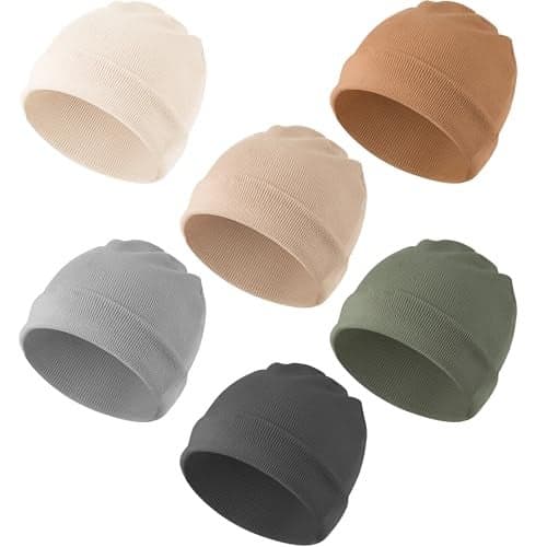 Konssy 6 Pack Baby Beanie Hats for Unisex, Toddler Beanies Baby Girl Boy Hat Warm Cap for Infant, Toddler 0-6 Months